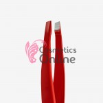 Penseta de sprancene cu pat de prindere, inclinata, rosie, Staleks TE-11/4R